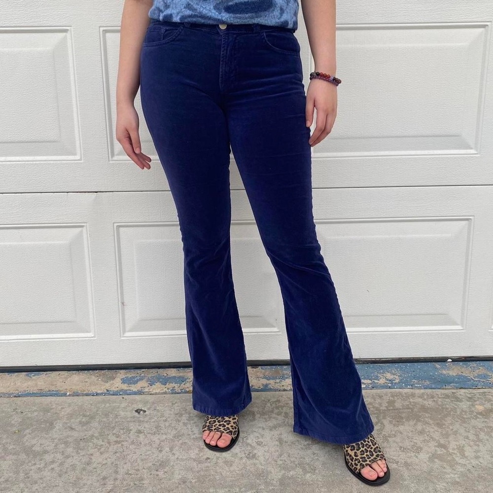 J Brand Martini Blue Velvet Flared Pants 💙